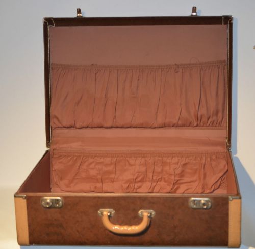 Vintage Hardboard Brown Suitcase Luggage 24&#034;