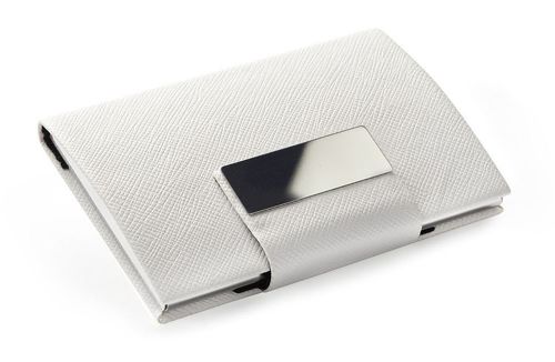 White Name Card Case, PU Eco Leather, KB MS