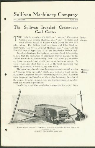Coal Cutting Machine Catalog 1912 Claremont NH Plant