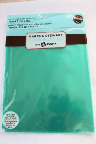 MARTHA STEWART Secure-Top Sheet Protectors 10 Pack ~ New ~ 8 1/2&#034; X 11&#034;