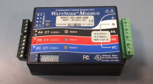 Continental Control Systems WattNode Modbus WNC-3D-480-MB 480V Used