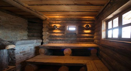 Scandinavian Log Homes for Sale - Silver-Grey Log Sauna S18