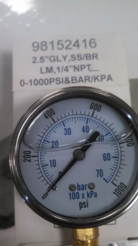 Liquid-filled gly  pressure gauge 0 to 1000 psi 2.5&#034; face for sale
