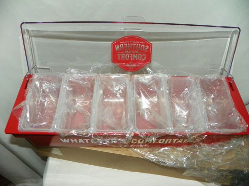 NEW SOUTHERN COMFORT BAR GARNISH STATION-CONDIMENT CONTAINER- 6 COMPARTMENTS RED