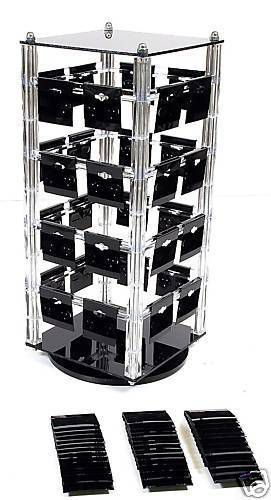 Rotating Earring Display Stand Jewelry Revolving With 100 Black Earring Cards