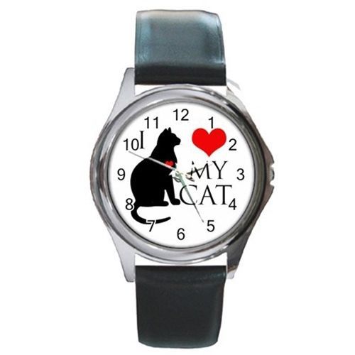 I Love Cats (design 4) Round Metal Watch