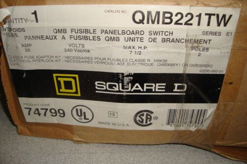 &#034;SQUARE D&#034; QMB 240V 30A 2P TWIN FUSIBLE SWITCH (QMB221TW)