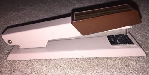 Vintage Bates 640 Standard Stapler Beige Metal  (Brown Wood Grain )