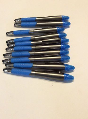 3 in 1 Blue Highlighter Ballpoint Pens with Stylus - 10 Total Pens