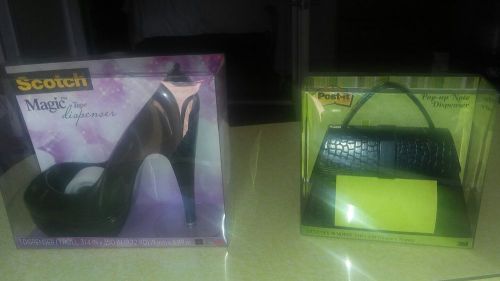 Scotch tape high heel shoe  &amp; post it croc print note  dispenser new! for sale