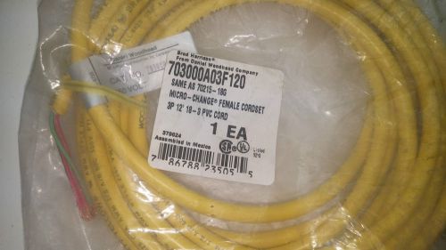 Brad Harrison 70300A03F120 Micro-Change Female Cordset 3P-12&#039; 18-3 PVC Cord 1EA