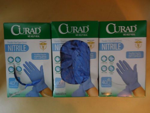 Curad, Powder-Free Nitrile Exam Gloves, 40 Count, Pack of 3