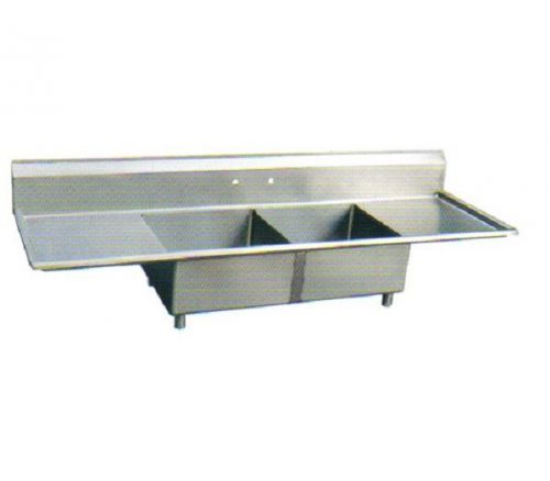 Sapphire SMS-2-2020D, 20x20-Inch 2-Compartment Stainless Steel Sink with Right a