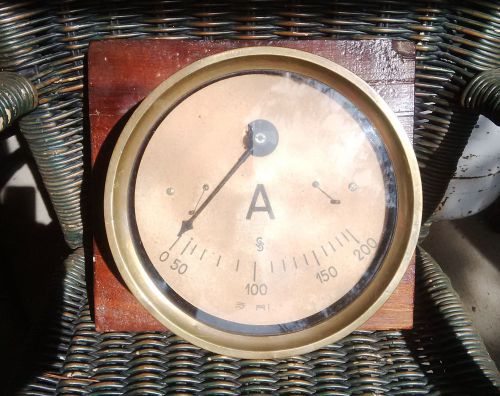 Large Antique  Brass and Steel Ammeter  Vintage