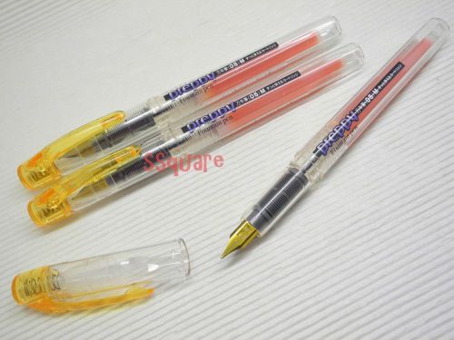 3 x Platinum PPQ-200 Preppy 0.5mm Medium Nib Refillable Fountain Pen, Yellow
