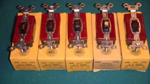 Hubbell 1223 Brown 3 Way AC Flush Toggle Switch 5pc Lot