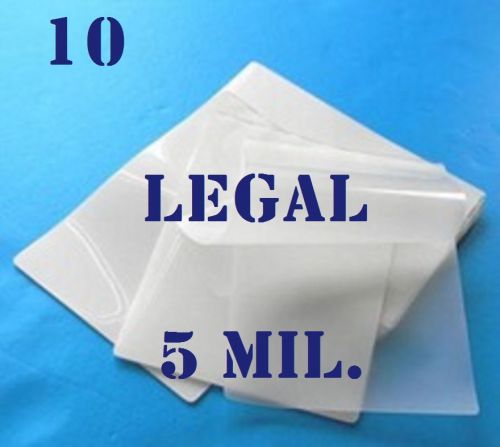 10 legal size  laminating laminator pouches sheets  9 x 14-1/2   5 mil... for sale