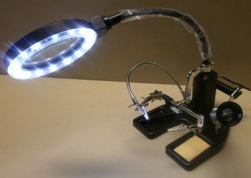Rclogger 60004rc helping hands soldering base w/ 3rd hand, 2x 4x led magnifier for sale