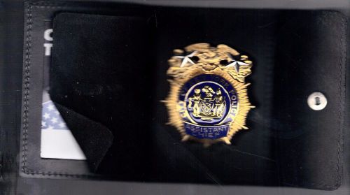 Nypd assistant chief style badge cut-out &amp; id card snap wallet for sale