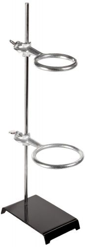 Steel Support Ring Stand with 2 Rings, 6&#034;L x 4&#034; W Base Chemistry Lab Supplies