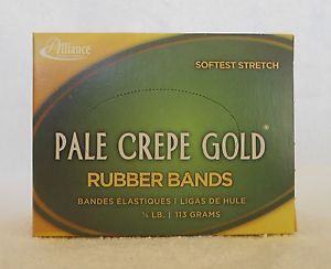 Alliance pale crepe gold size #14 (2 x 1/16 inches) premium rubber band  1/4 ... for sale