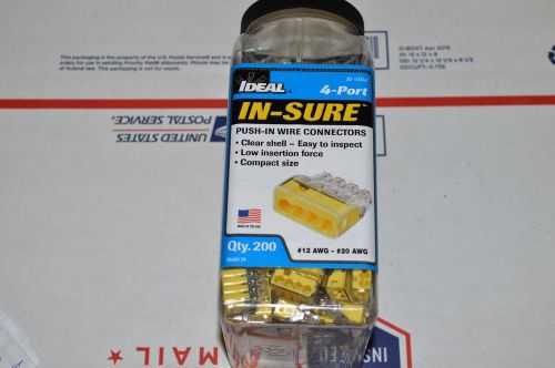 New ideal 30-1034j  200pk push-in 4 port yellow wire nut connectors for sale