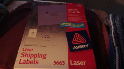 Avery 2&#034; X 4&#034; Clear Laser Shipping Labels with Easy Peel 500/Box (5663)