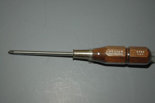Proto new 9784 #2 phillips screwdriver  wood handle, 4&#034; shank, 8-3/4&#034; oal, usa for sale