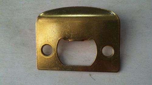 Brass plated door strike plate (03) 2 1/4&#034; x 1 7/16&#034; rolled lip dead latch E2232