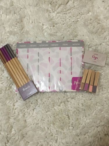 TARGET one spot  memo pad, pencils, clips purple grey brown white