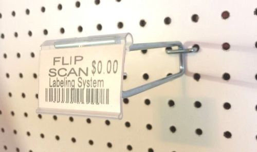 (10 PACK) 4 Inch Flip Scan Metal Peg Hooks with Label Holder  1/8 &amp; 1/4 Pegboard