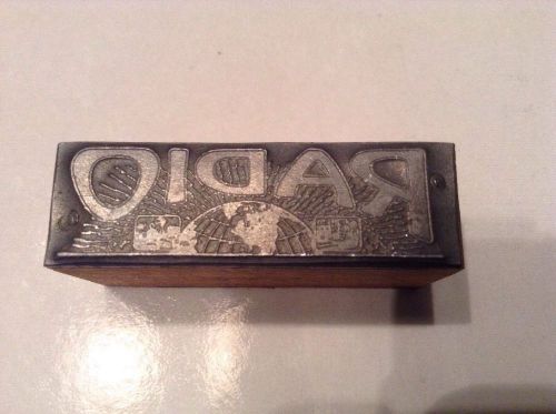 Antique Vintage Metal Printing Block -  RADIO   - Good Condition