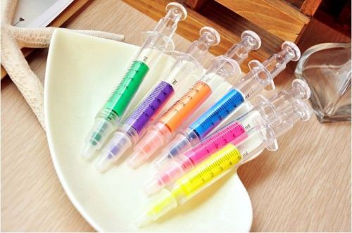 Lot 6 Creative Syringe Highlighter Small fresh candy color marker pen