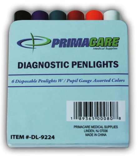 Primacare disposable diagnostic penlight colored 6 pack for sale