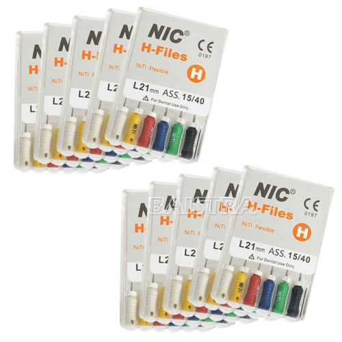 10 Kits NIC Dental Root Canel Endodontic H-Files Hand Use #15-40 21mm 6PCS/Kit
