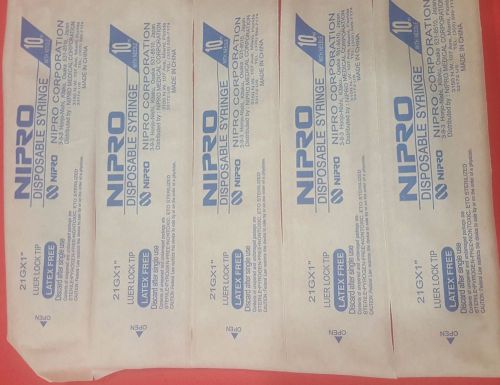 Lot of 10 Sterile NIPRO 10ml / 10cc Syringes only with Luer Lock Tip