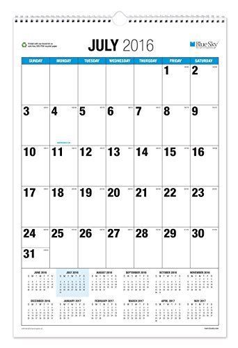 Blue Sky The Big Picture Academic Year Monthly 20 x 30 Wall Calendar, Jul 2016 -