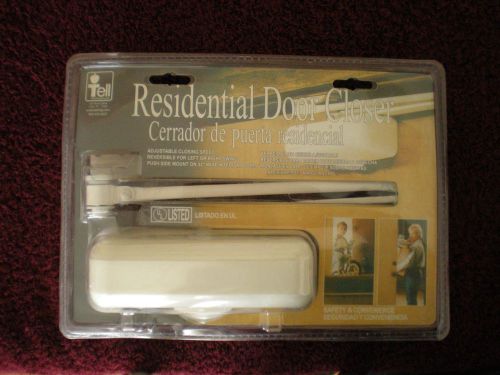 Tell DC-100081 Residential Door Closer, IVORY UL Listed, New in factory package.