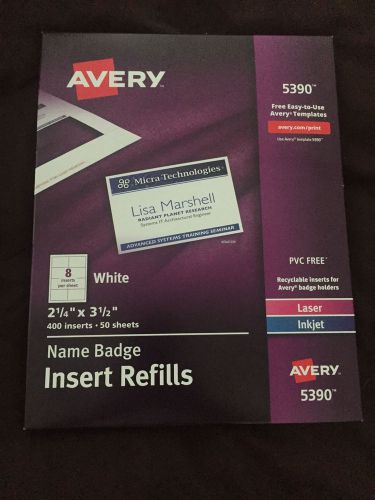 Avery Name Badge Inserts, 2.25 x 3.5 Inches, Box of 400 (05390)