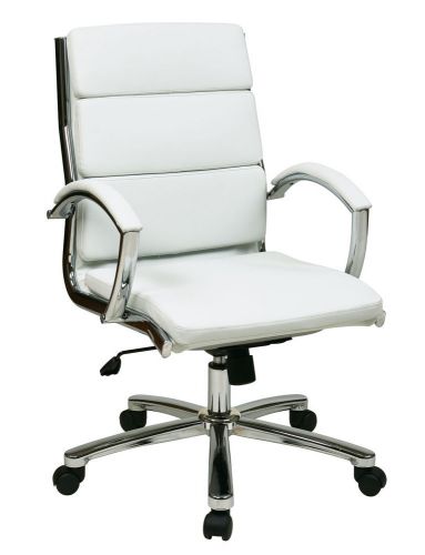 Mid Back Executive White Faux Leather Chair