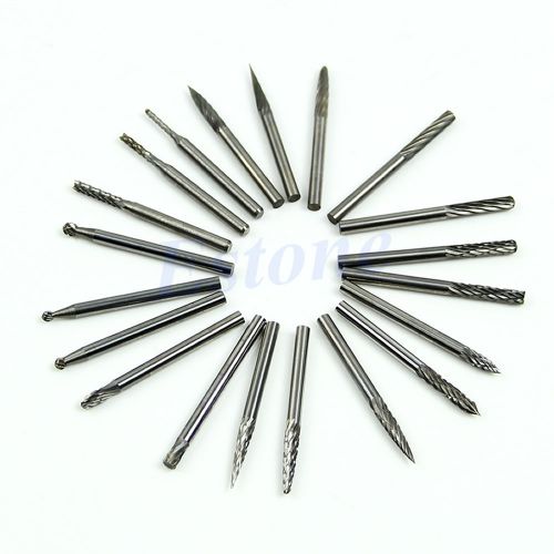 20pcs 1/8&#034; tungsten carbide cutter rotary burr set cnc engraving bit 3mm new for sale