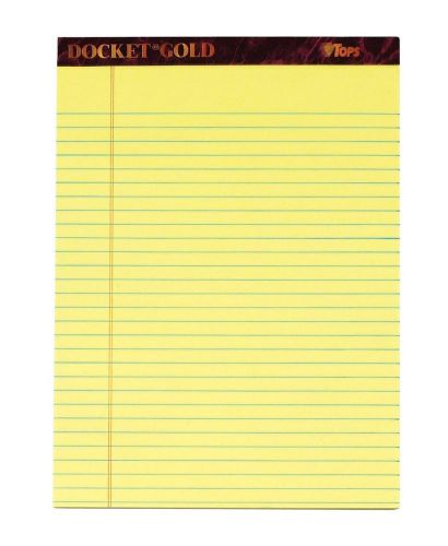 TOPS Docket Gold Writing Tablet, 8-1/2&#034; x 11&#034;, Legal, Canary, 6PK