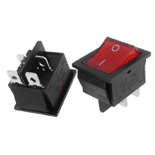 5 pcs x red neon light lamp on off dpst rocker switch 4 pin 16a/250v 20a/125v ac for sale