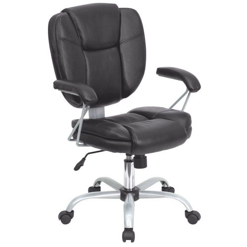 Leather computer task chair black heavy-duty designtilt tension control knob for sale