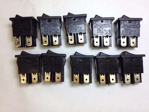 Lot of 10 On Off Rocker 15 Amp Arcolectric H85550VBBB Black Panel Switch DPST