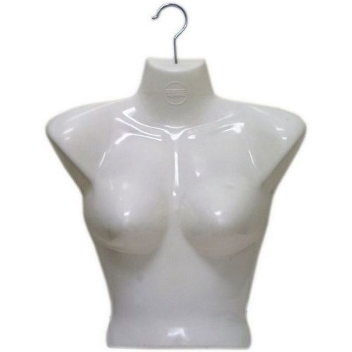 MN-186 3 PCS WHITE Female Upper Torso Hanging T-Shirt Form w/ Metal Swivel Hook