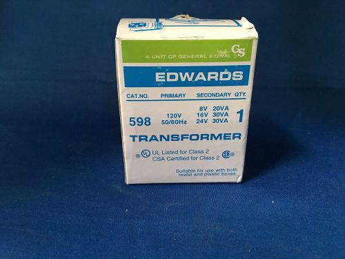 Edwards 598 Transformer 120V Primary 8V 16V 24V Secondary New in Box