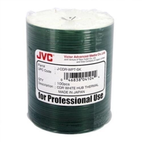 100 JVC Taiyo Yuden 52X CDR (CD-R) 80min 700MB White Thermal Hub Printable