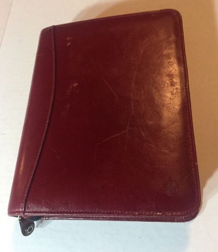 Red Full Grain Leather Franklin Covey Day Planner Binder 1.5&#034; Rings
