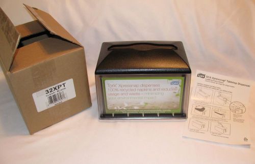 TORK 32XPT Xpressnap Tabletop Napkin Dispenser Black Clear w Advertising Window